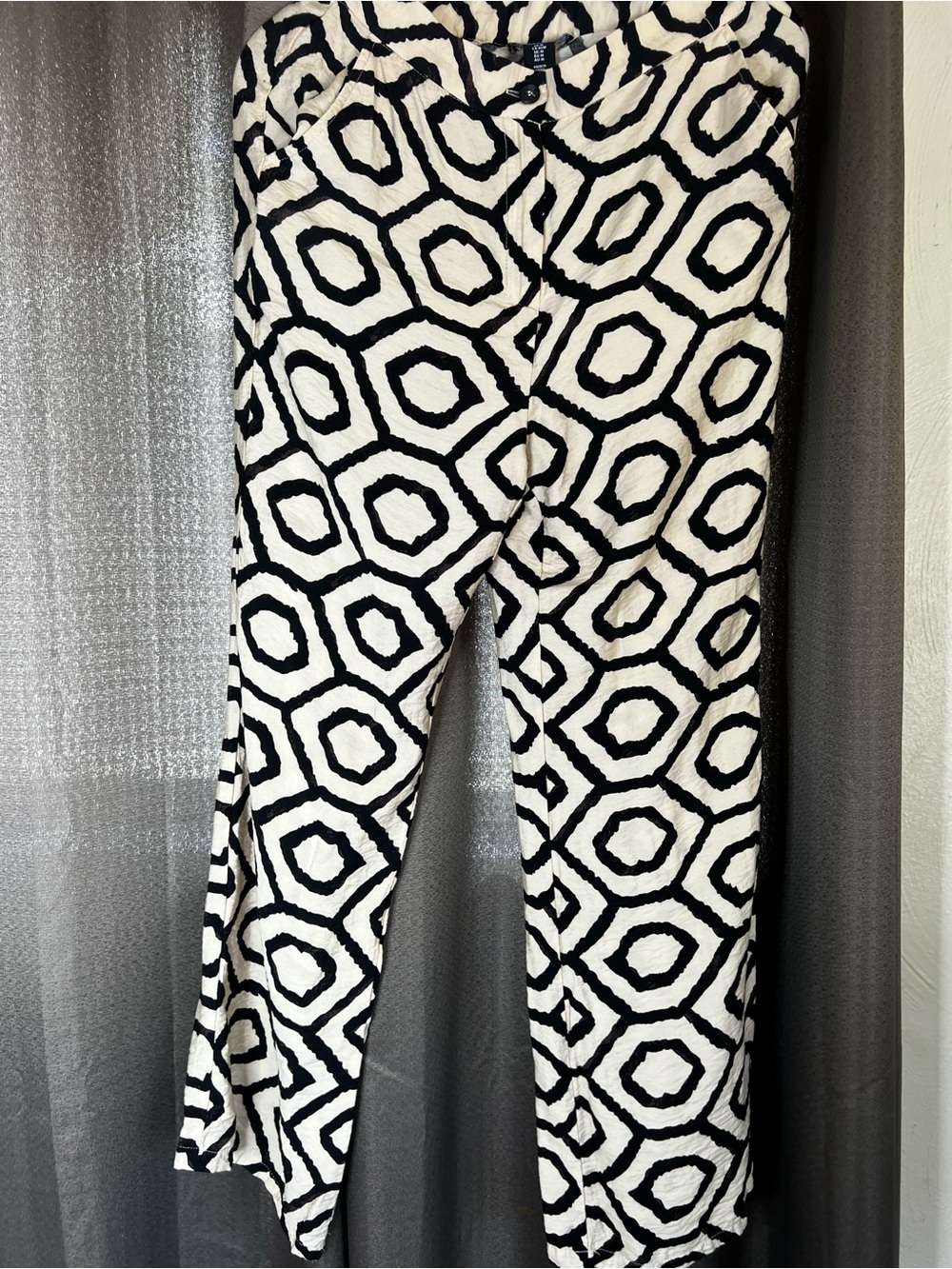 Sincerely Jules Black and Cream Animal-Print Wide Leg Pants